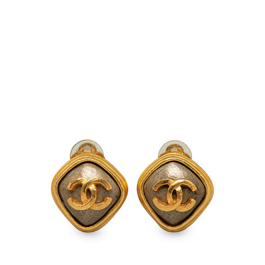 Chanel Coco Mark Stone Earrings Gold