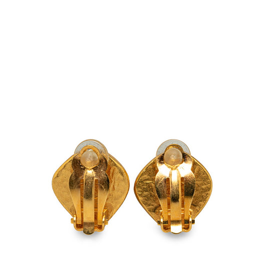 Chanel Coco Mark Stone Earrings Gold