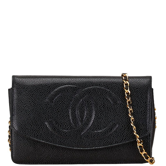 Chanel Caviar Leather Chain Wallet Shoulder Bag