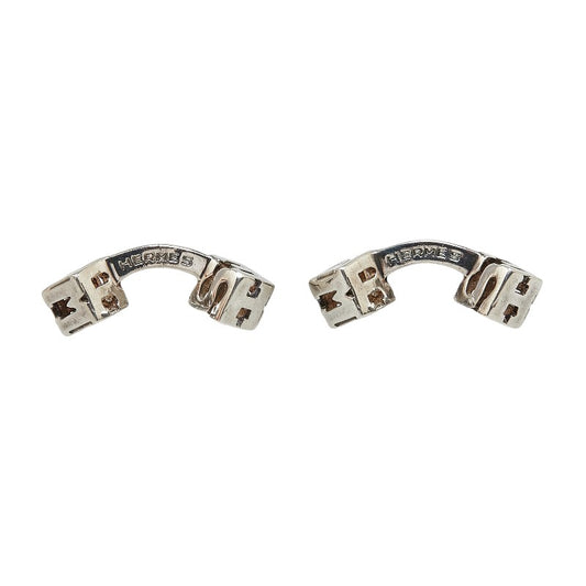 Hermes Silver H Cube Square Cufflinks