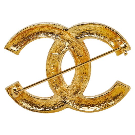 Chanel Coco Mark Rhinestone Brooch Gold