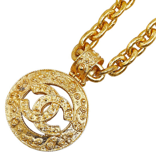 Chanel Vintage Coco Mark Round Necklace Gold