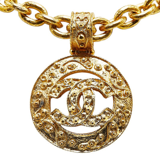 Chanel Vintage Coco Mark Round Necklace Gold