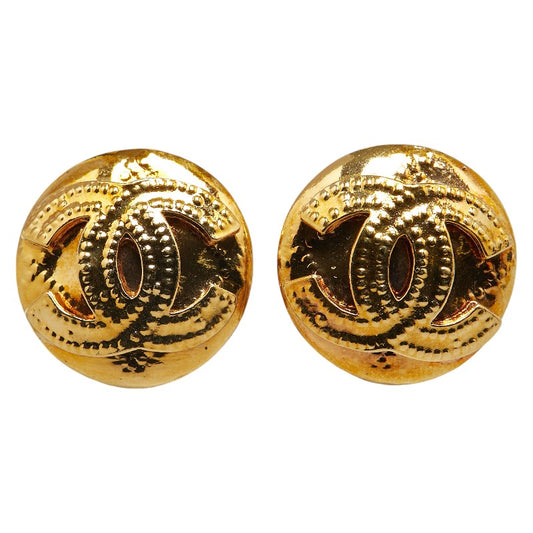 Chanel Vintage Coco Mark Earrings Gold