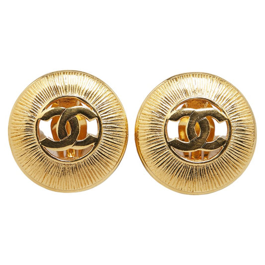 Chanel Coco Mark Circle Earrings Gold