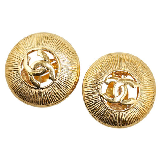 Chanel Coco Mark Circle Earrings Gold