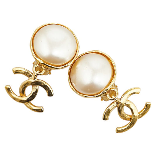 Chanel Vintage Coco Mark Swing Earrings Gold