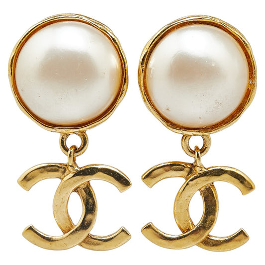 Chanel Vintage Coco Mark Swing Earrings Gold