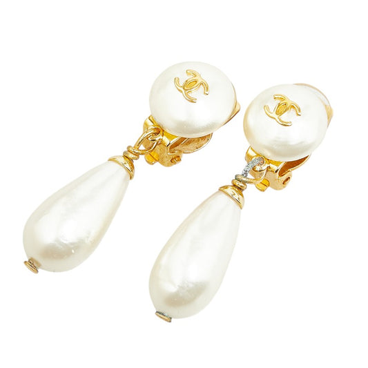 Chanel Vintage Teardrop Swing Earrings Gold