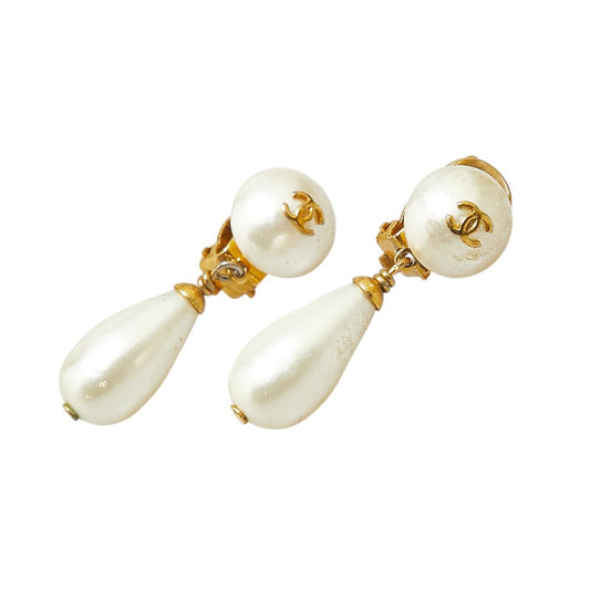 Chanel Matelasse Coco Mark Pearl Earrings