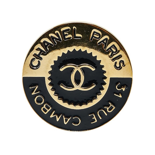 Chanel Cambon Brooch Gold Black