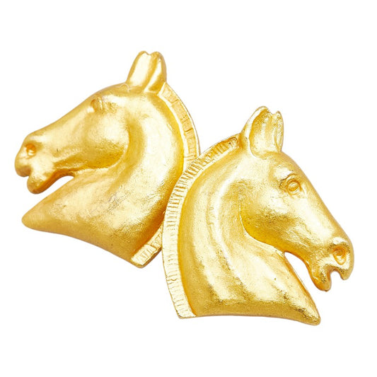 Hermes Horse Motif Gold Earrings