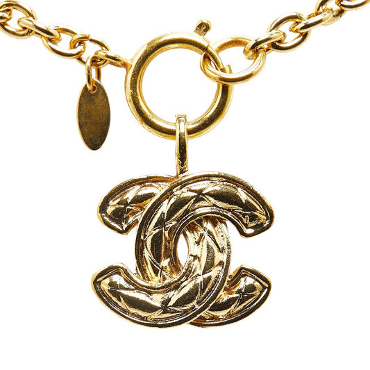 Chanel Vintage Matelasse Coco Mark Necklace Gold