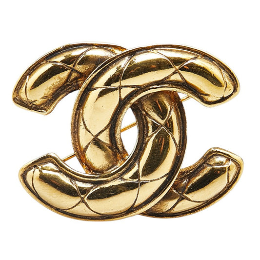 Chanel Coco Mark Matelasse Brooch Gold