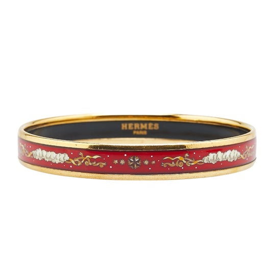 Hermes Enamel PM Bangle Gold Red