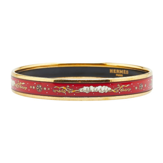 Hermes Enamel PM Bangle Gold Red