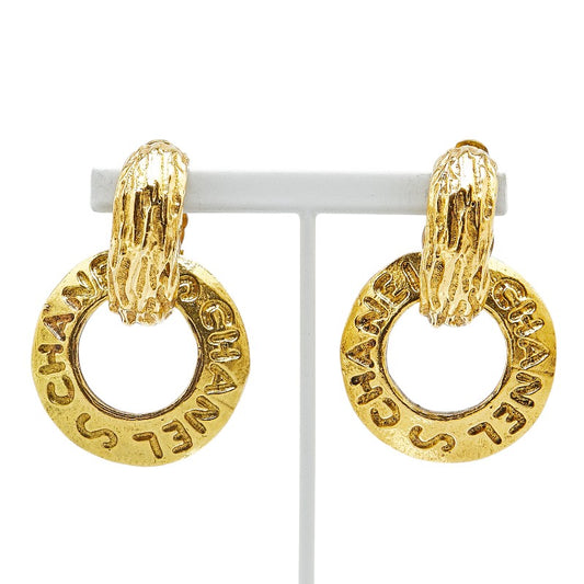 Chanel Vintage Logo Swing Earrings Gold