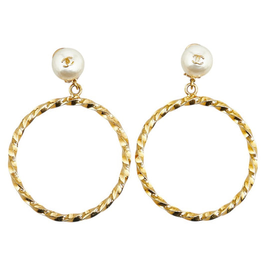 Chanel Vintage Coco Mark Hoop Earrings