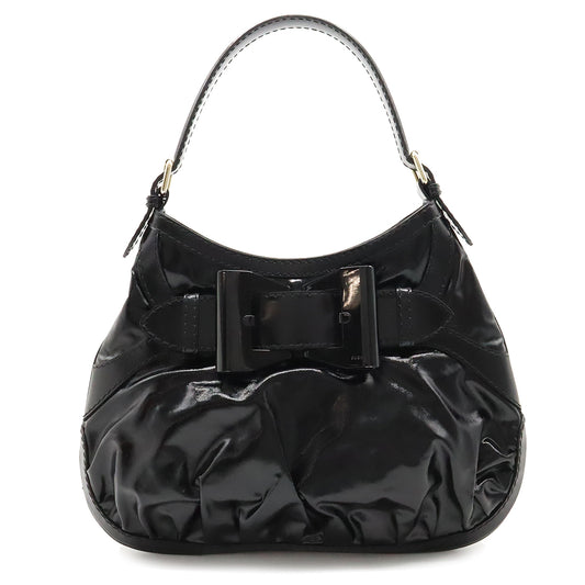 Gucci Patent Leather Queen Hobo Ribbon Shoulder Bag