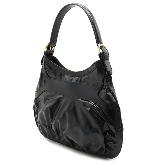 Gucci Patent Leather Queen Hobo Ribbon Shoulder Bag