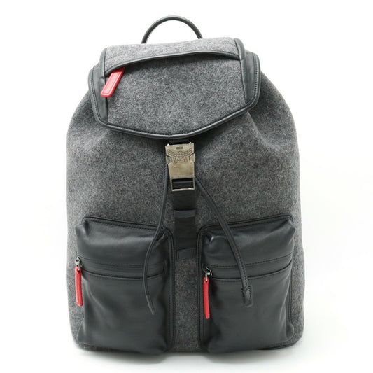 MCM Stadtrucksack Wool Leather Backpack