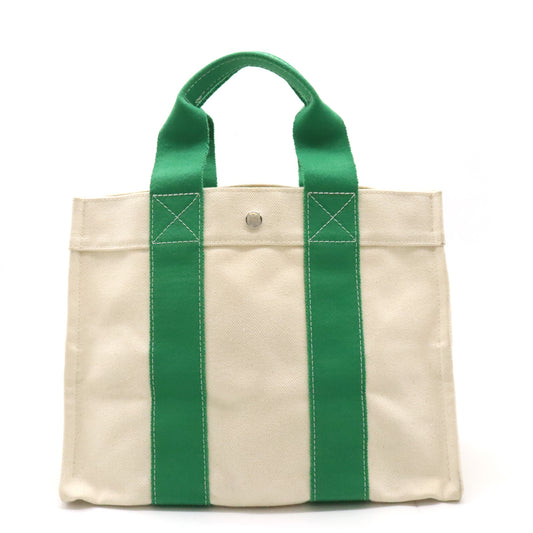 Hermes Bora Bora PM Canvas Tote Bag Beige Green