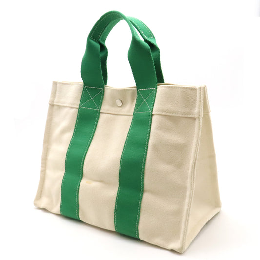 Hermes Bora Bora PM Canvas Tote Bag Beige Green