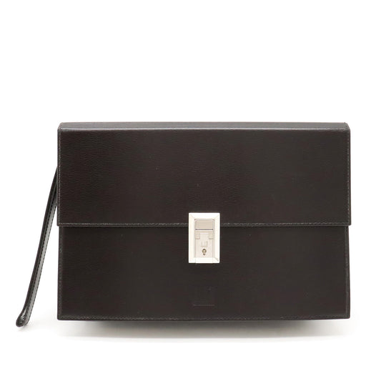 Dunhill Leather Clutch Bag Dark Brown