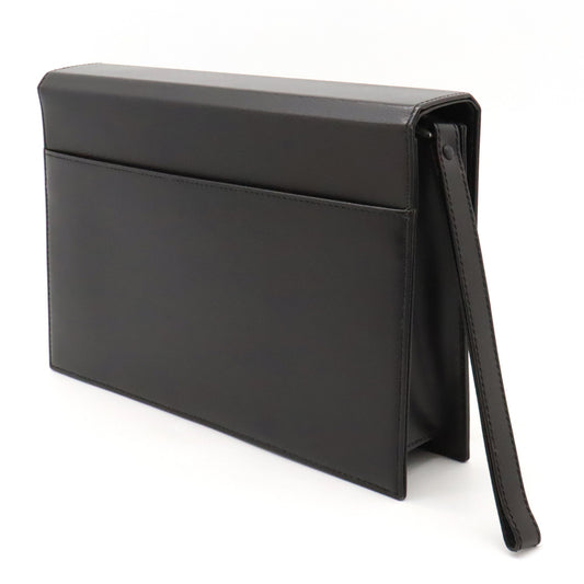 Dunhill Leather Clutch Bag Dark Brown