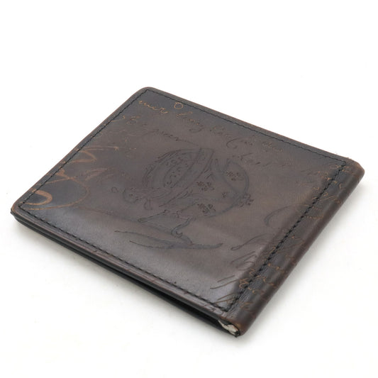 Berluti Leather Calligraphy Wallet Dark Brown