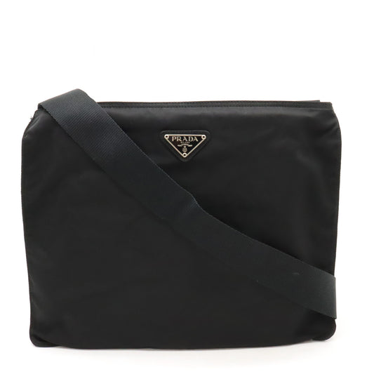 Prada Nylon Leather Shoulder Bag Black