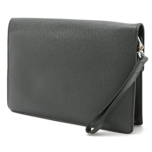 Louis Vuitton Taiga Leather Clutch Bag Black