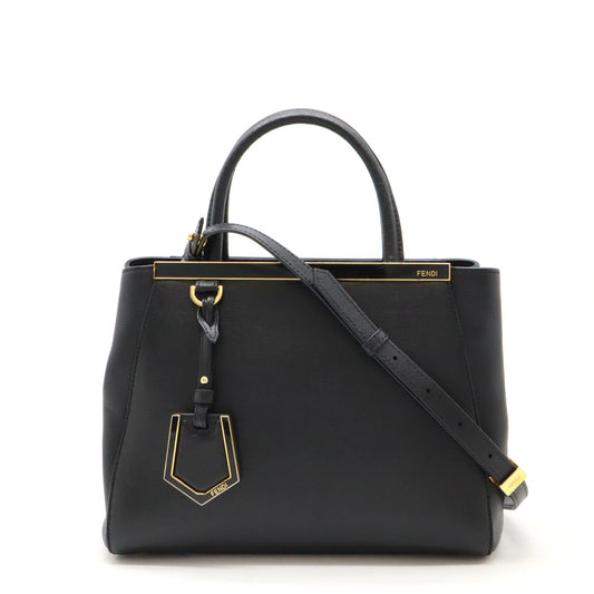 Fendi Leather Petite 2Jours Handbag Black