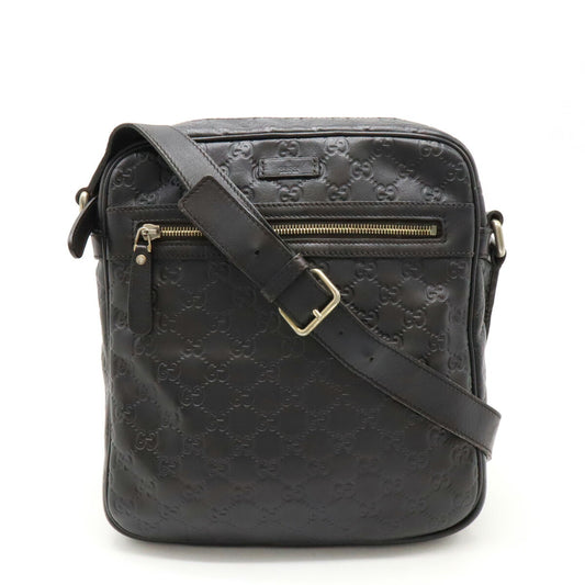 Gucci Leather Shoulder Bag Dark Brown