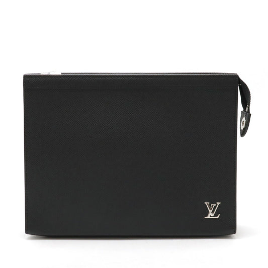 Louis Vuitton Taiga Leather Clutch Black M30450