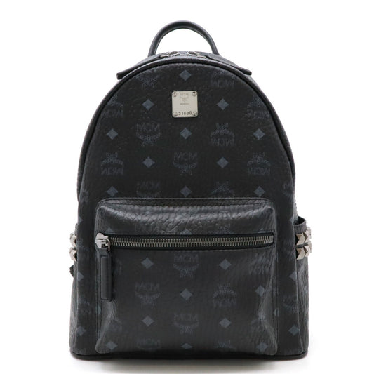 MCM Visetos Leather Studded Backpack Black