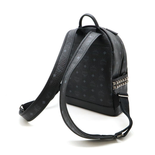 MCM Visetos Leather Studded Backpack Black