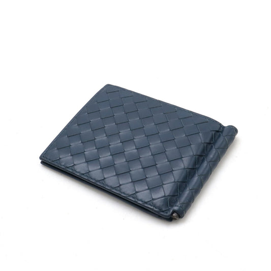 Bottega Veneta Leather Intrecciato Money Clip Wallet