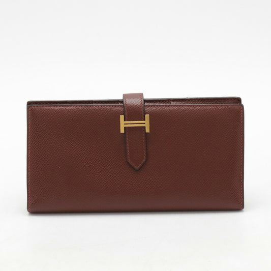 Hermes Bearn Souffle Leather Wallet Bordeaux