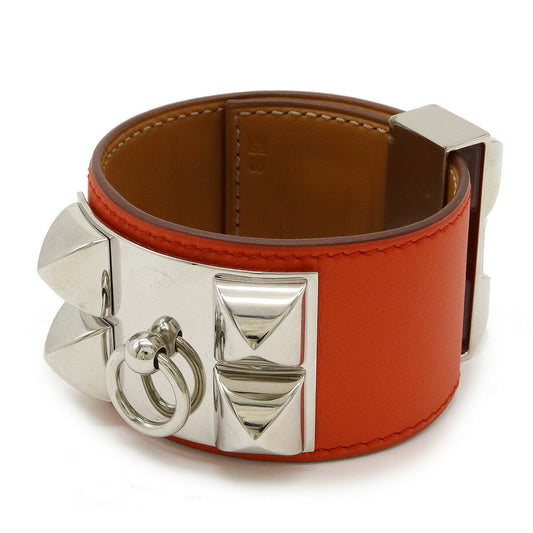 Hermes Leather Medor Bracelet Vermilion