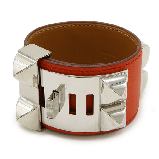 Hermes Leather Medor Bracelet Vermilion