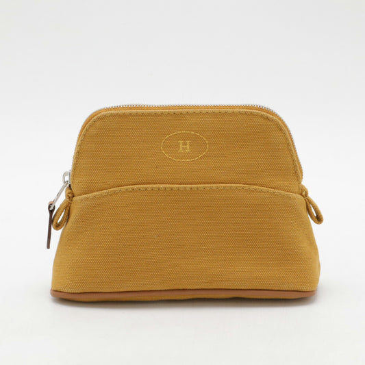 Hermes Canvas Leather Bolide Pouch