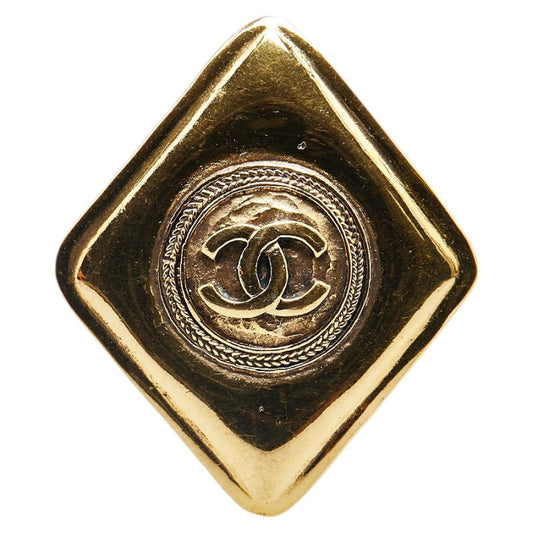 Chanel Vintage Coco Mark Rhombus Brooch Gold