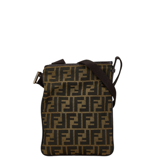 Fendi Zucca Canvas Leather Shoulder Bag