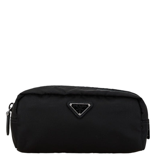 Prada Nylon Triangle Logo Pouch Black