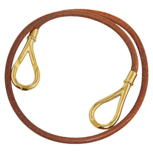 Hermes Jumbo Choker Bracelet Gold Brown Leather