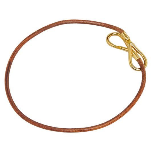 Hermes Jumbo Choker Bracelet Gold Brown Leather