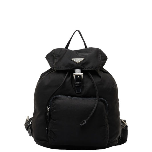 Prada Nylon Leather Tessuto Backpack Black