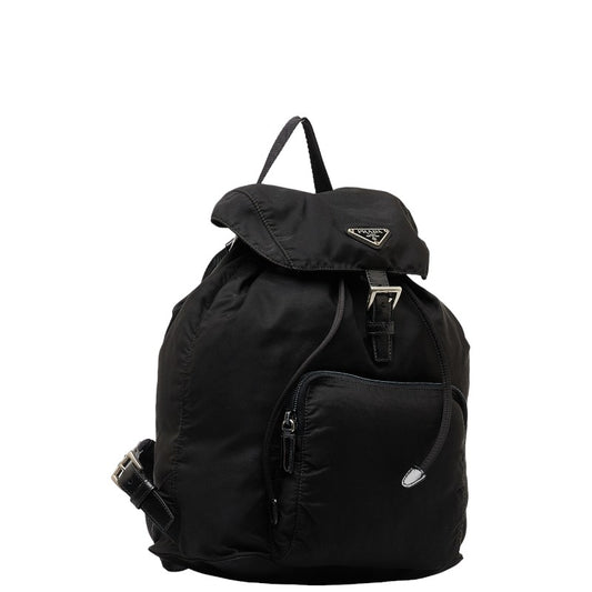 Prada Nylon Leather Tessuto Backpack Black