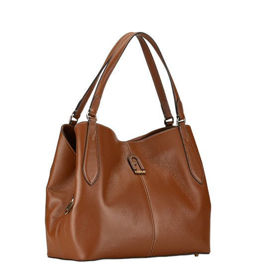 Furla Daphne Leather Tote Bag Brown